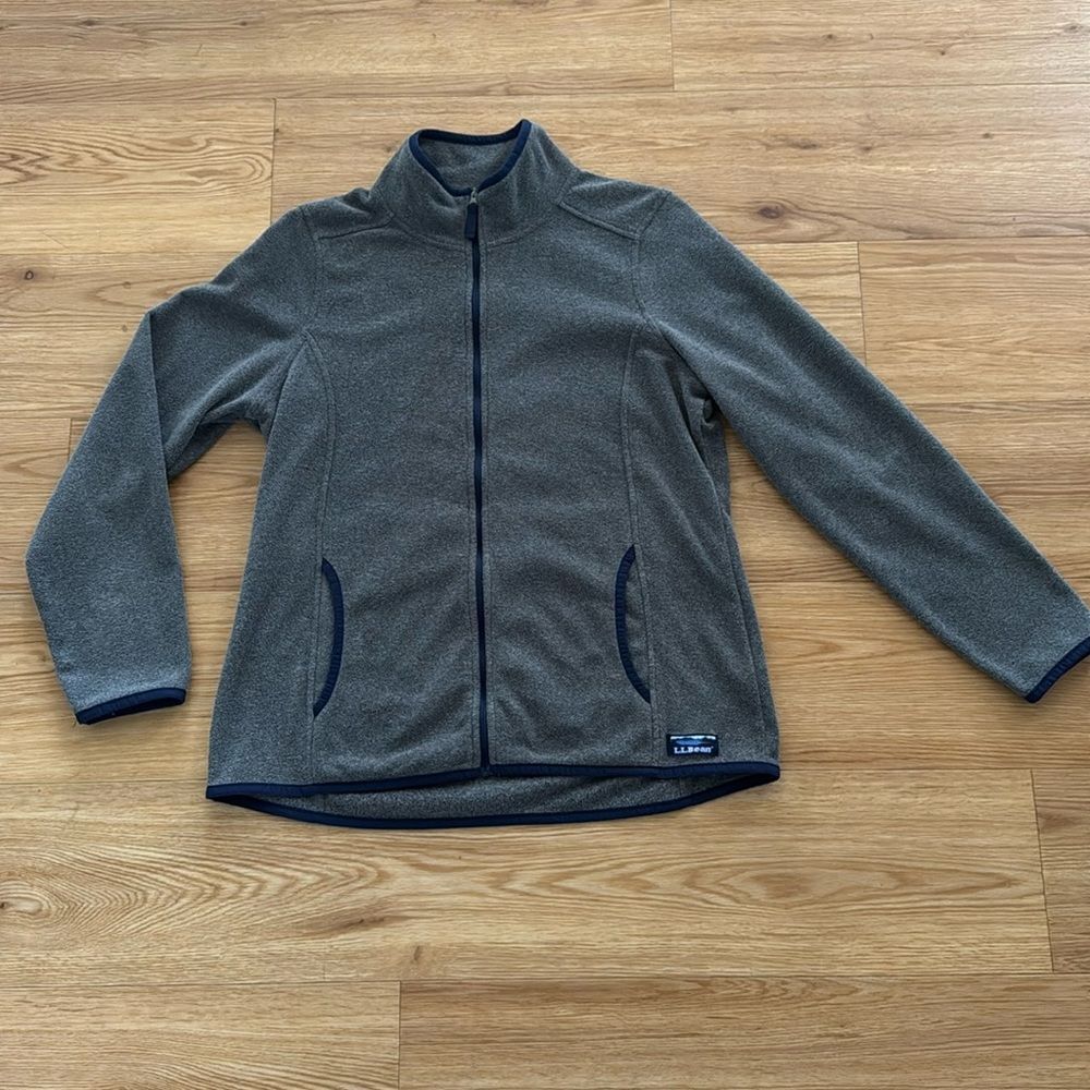 L.L. Bean Womens Vintage Fleece Zip Jacket Medium Gray Warm Soft Cozy Gorpcore